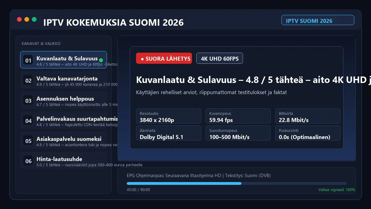 IPTV kokemuksia Suomi käyttäjäarviot ja arvosanat