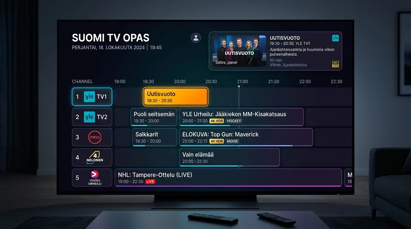 Kaikki suomalaiset ja kansainväliset IPTV-kanavat EPG-oppaalla